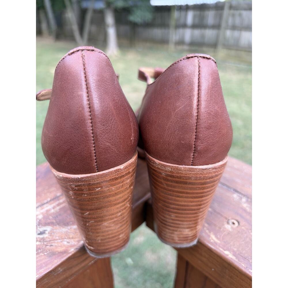 A.P.C Brown Leather T Strap Mary Jane Block Heels Parisian Chic EU 39 US 9 - Picture 6 of 8